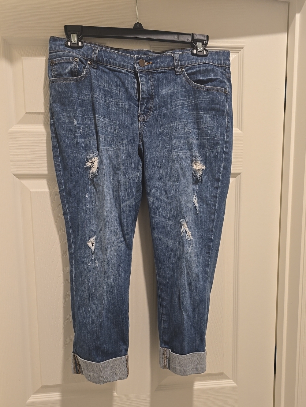 Blue Distressed Women’s Jeans - Classic Cropped Relaxed Fit
